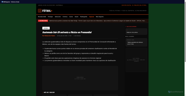 Security scan screenshot of https://futbol.gt/guatemala-sub-20-enfrenta-mexico-premundial-concacaf/