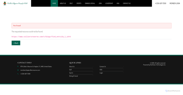 Security scan screenshot of https://www.colliersreserve.com/c/blogs/find_entry?p_l_id=0