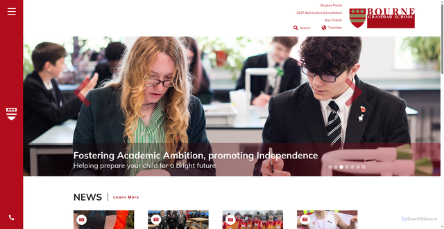 Security scan screenshot of https://www.bourne-grammar.lincs.sch.uk/