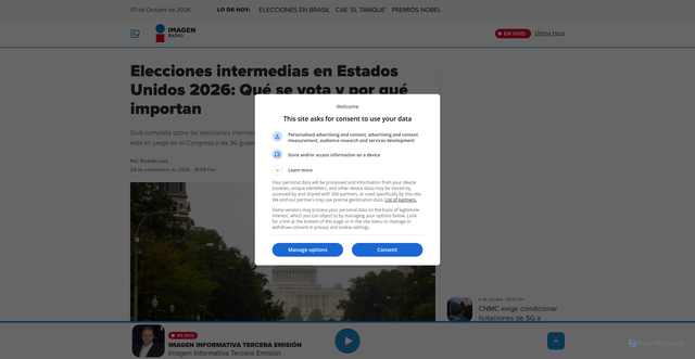 Security scan screenshot of https://www.imagenradio.com.mx/noticias/elecciones-intermedias-estados-unidos-2026-que-vota-por-que-importan