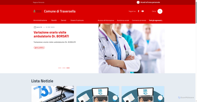 Security scan screenshot of https://comune.traversella.to.it/