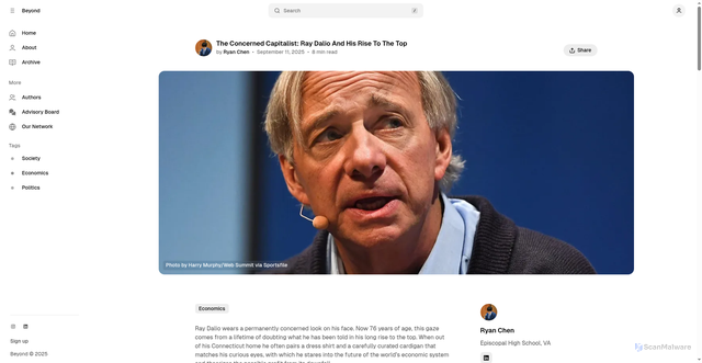 Security scan screenshot of https://the-beyond.org/the-concerned-capitalist-ray-dalio-and-his-rise-to-the-top/