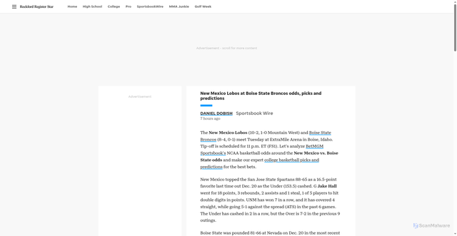 Security scan screenshot of https://www.rrstar.com/story/sports/ncaab/2025/12/30/new-mexico-at-boise-state-odds-picks-and-predictions/87962641007/