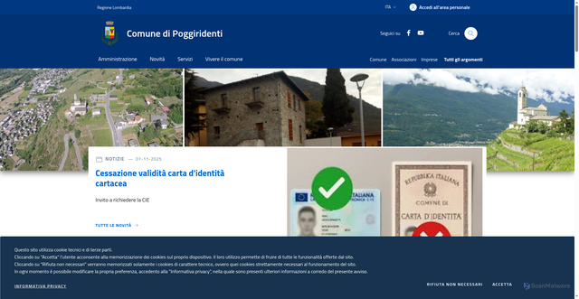 Security scan screenshot of https://www.comune.poggiridenti.so.it/