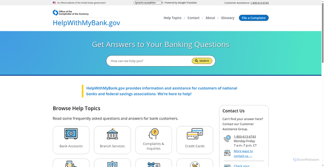 Security scan screenshot of https://ayudaconmibanco.gov/