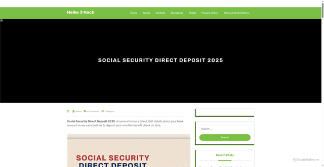 Security scan screenshot of https://heikejhoch.pages.dev/ipqrf-social-security-direct-deposit-2025-nlzyg/