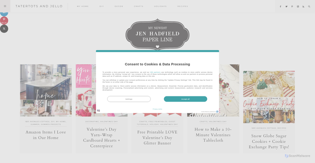 Security scan screenshot of https://tatertotsandjello.com