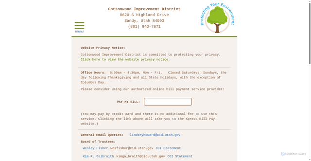 Security scan screenshot of https://cottonwoodimprovement.gov/
