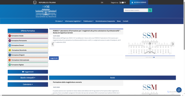 Security scan screenshot of https://www.scuolamagistratura.it/