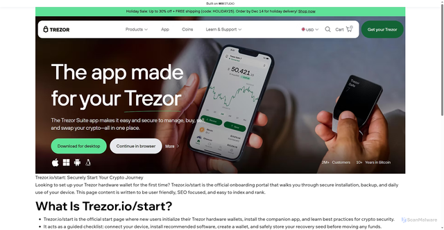 Security scan screenshot of https://started-trezrio.wixstudio.com/us-en