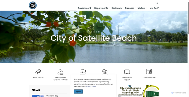 Security scan screenshot of https://www.satellitebeach.gov/