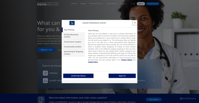 Security scan screenshot of https://novomedlink.com