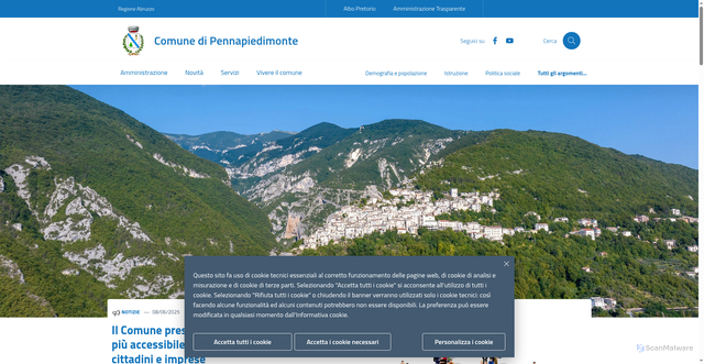 Security scan screenshot of https://www.comune.pennapiedimonte.ch.it/