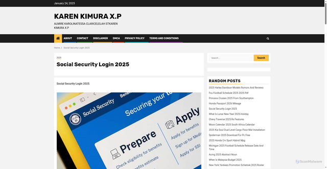 Security scan screenshot of https://karenkimuraxp.pages.dev/uuew-social-security-login-2025-ebvgf/