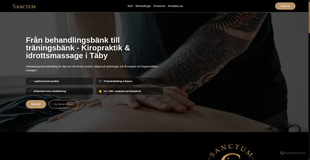 Security scan screenshot of https://sanctumkiropraktik.se
