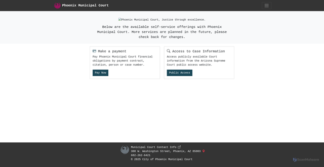 Security scan screenshot of https://phoenixcourt.gov/