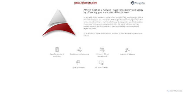 Security scan screenshot of https://www.allsechro.com