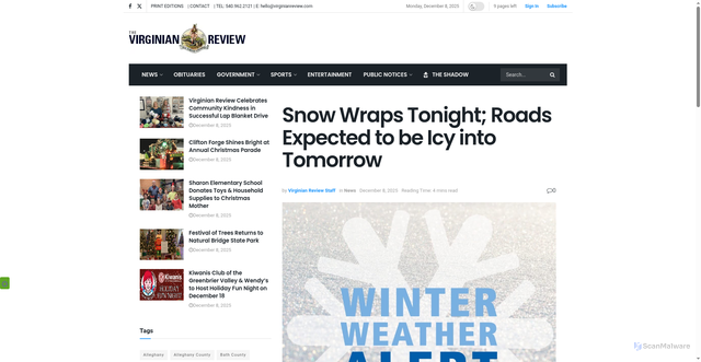 Security scan screenshot of https://virginianreview.com/315680/