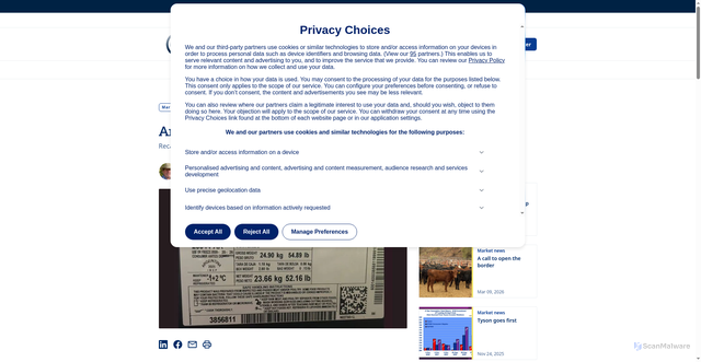 Security scan screenshot of https://www.beefmagazine.com/market-news/argentine-beef-recalled