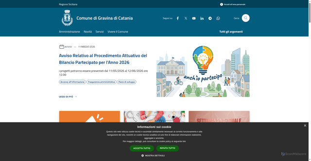 Security scan screenshot of https://www.comune.gravina-di-catania.ct.it