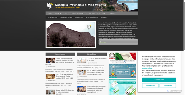 Security scan screenshot of https://www.cdlvibovalentia.it/