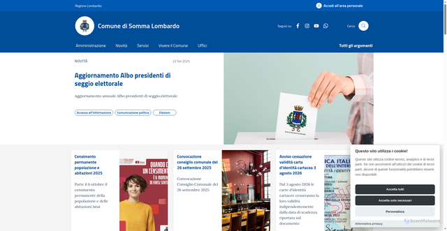 Security scan screenshot of https://comune.sommalombardo.va.it/