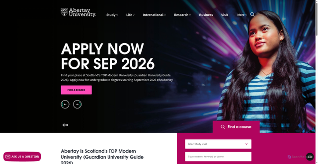 Security scan screenshot of http://www.abertay.ac.uk