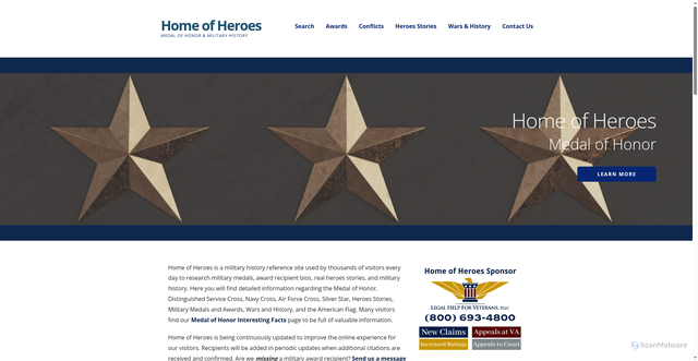 Security scan screenshot of https://homeofheroes.com/