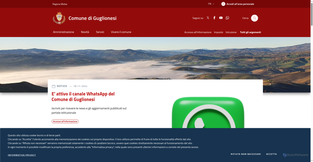 Security scan screenshot of https://www.comune.guglionesi.cb.it/