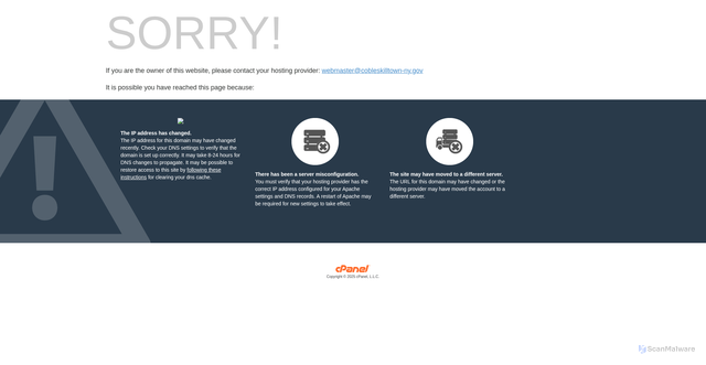 Security scan screenshot of http://cobleskilltown-ny.gov/