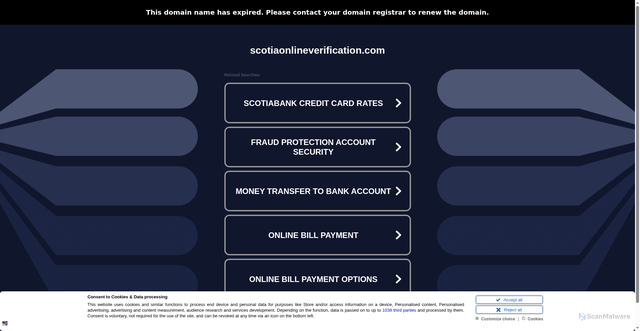 Security scan screenshot of https://scotiaonlineverification.com/
