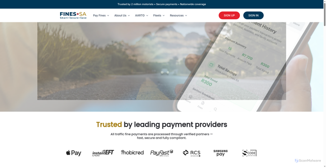 Security scan screenshot of https://finessaza.top/