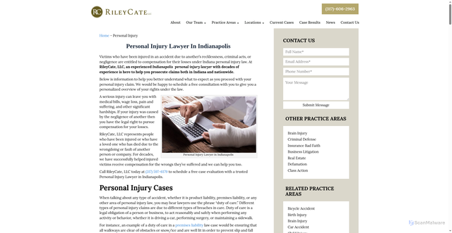 Security scan screenshot of https://www.rileycate.com/personal-injury/