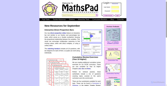 Security scan screenshot of https://www.mathspad.co.uk