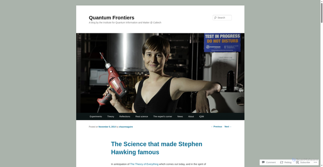 Security scan screenshot of https://quantumfrontiers.com/2014/11/05/the-science-that-made-stephen-hawking-famous/