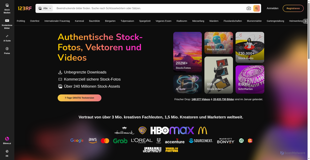 Security scan screenshot of https://jp.123rf.com