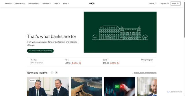 Security scan screenshot of https://sebgroup.com