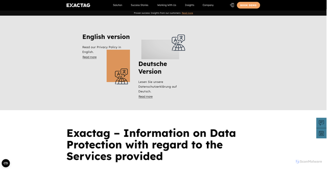 Security scan screenshot of https://m.exactag.com