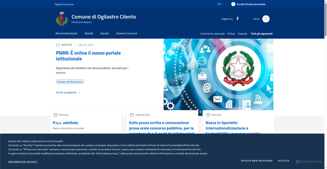 Security scan screenshot of https://www.comune.ogliastrocilento.sa.it/
