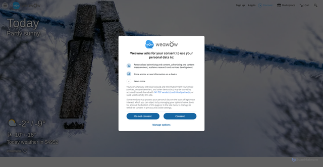 Security scan screenshot of https://weawow.com/c9304648/today