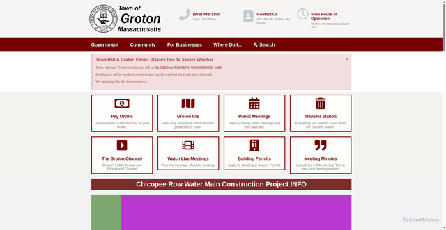 Security scan screenshot of https://www.grotonma.gov/
