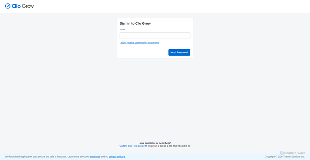 Security scan screenshot of https://cliogrow.com