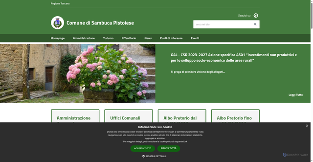 Security scan screenshot of https://www.comune.sambuca.pt.it
