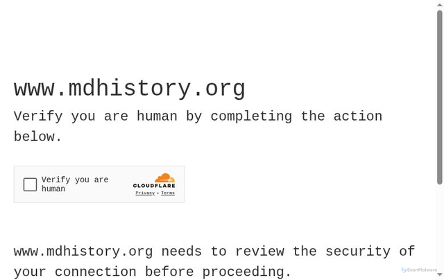 Security scan screenshot of https://www.mdhistory.org/