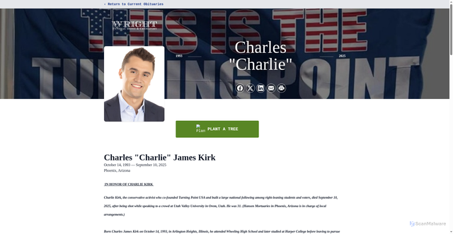 Security scan screenshot of https://www.wrightfuneralhomeandcrematory.com/obituaries/charles-charlie-kirk