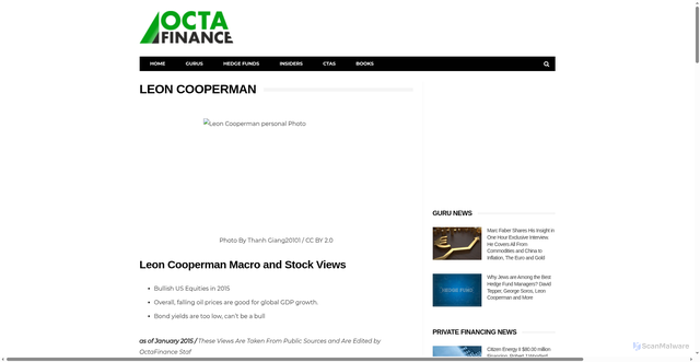 Security scan screenshot of https://www.octafinance.com/leon-cooperman/