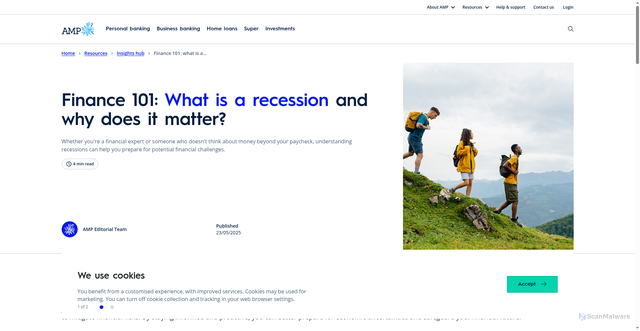 Security scan screenshot of https://www.amp.com.au/resources/insights-hub/what-is-a-recession