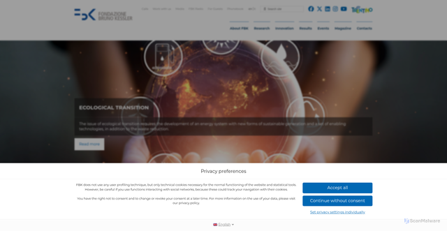 Security scan screenshot of https://www.fbk.eu/en/
