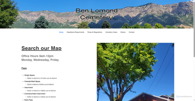 Security scan screenshot of https://www.benlomondcemetery.gov/