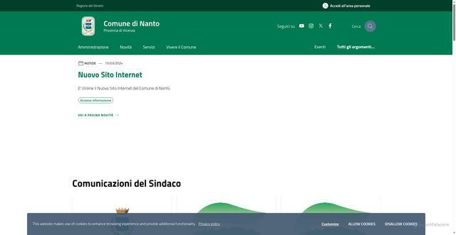 Security scan screenshot of https://www.comune.nanto.vi.it/home